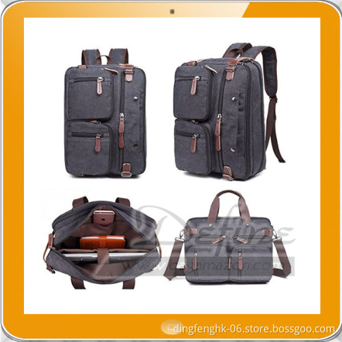 Multi-Pocket Vintage Laptop Backpack Messenger Bag